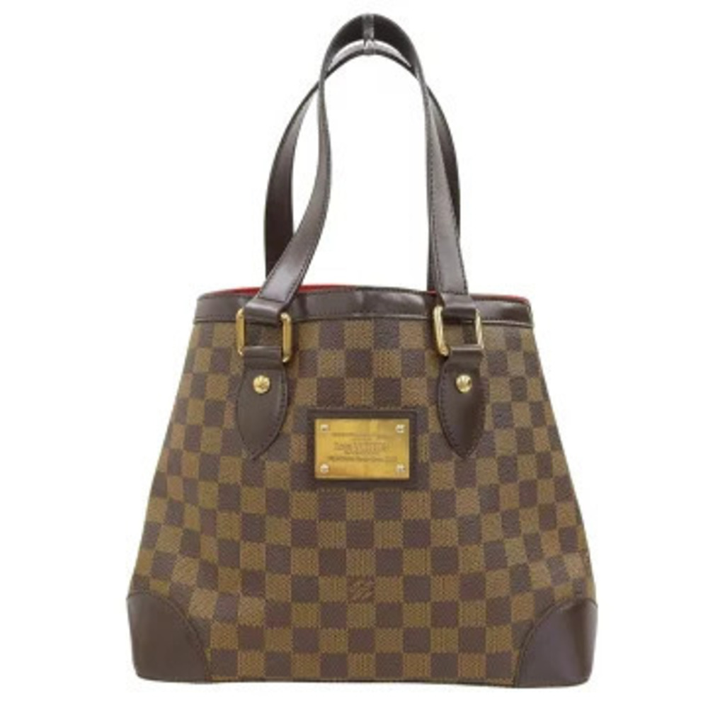 Louis Vuitton Damier Hampstead Tote Bag Canvas Leather Brown